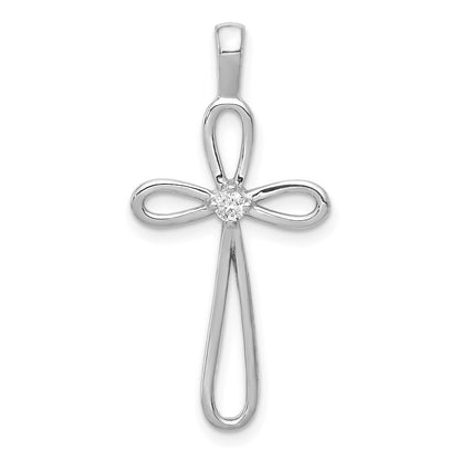 14k White Gold AA Diamond Cross Pendant for Women