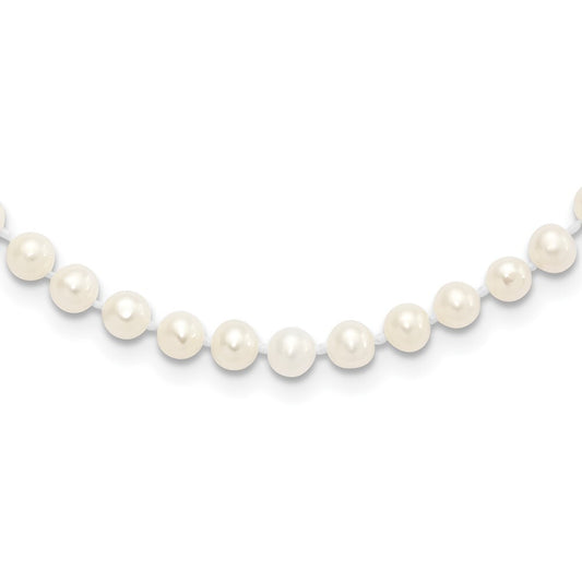 Sterling Silver 4-5mm White Freshwater Cultured Pearl 28 inch Necklace
