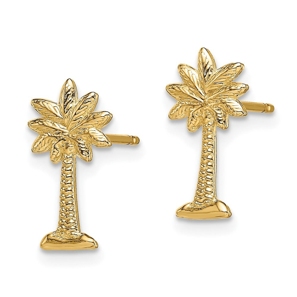 14k Yellow Gold Mini Palmetto Palm Tree Earrings