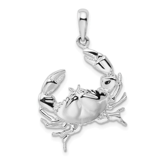 Sterling Silver Rhodium-Plated Polished Stone Crab Pendant