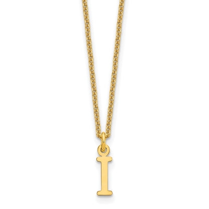 14k Yellow Gold Cutout Letter I Initial Necklace