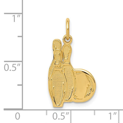 14k Yellow Gold Bowling Pins Charm Pendant for Women