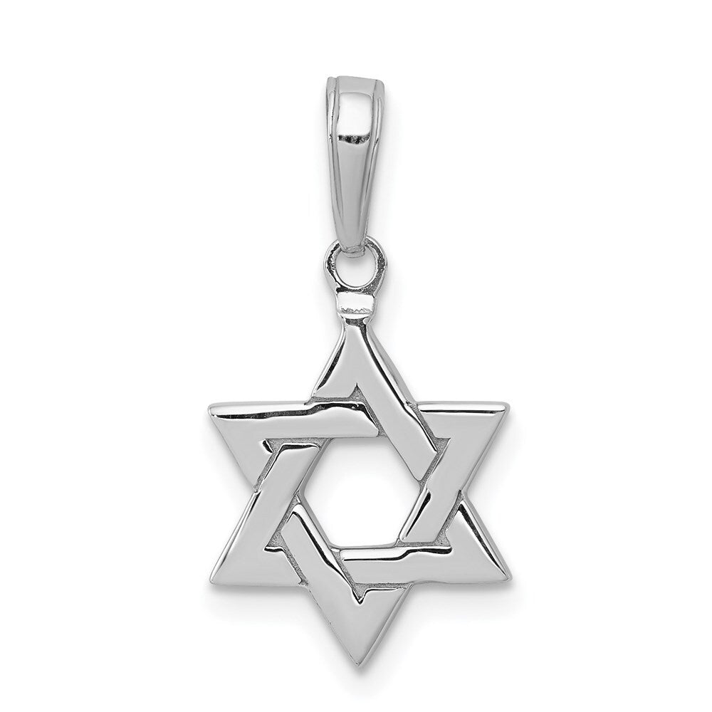 14k White Gold Polished Star of David Pendant for Women
