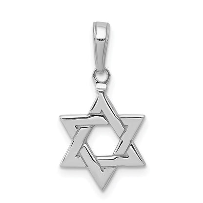 14k White Gold Polished Star of David Pendant for Women