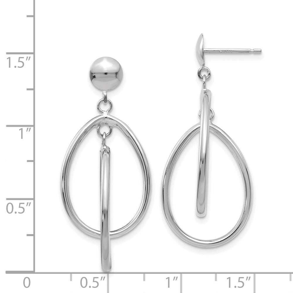 14k White Gold Polished Oval Dangle Earrings