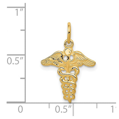 14k Yellow Gold Caduceus Charm Pendant for Women