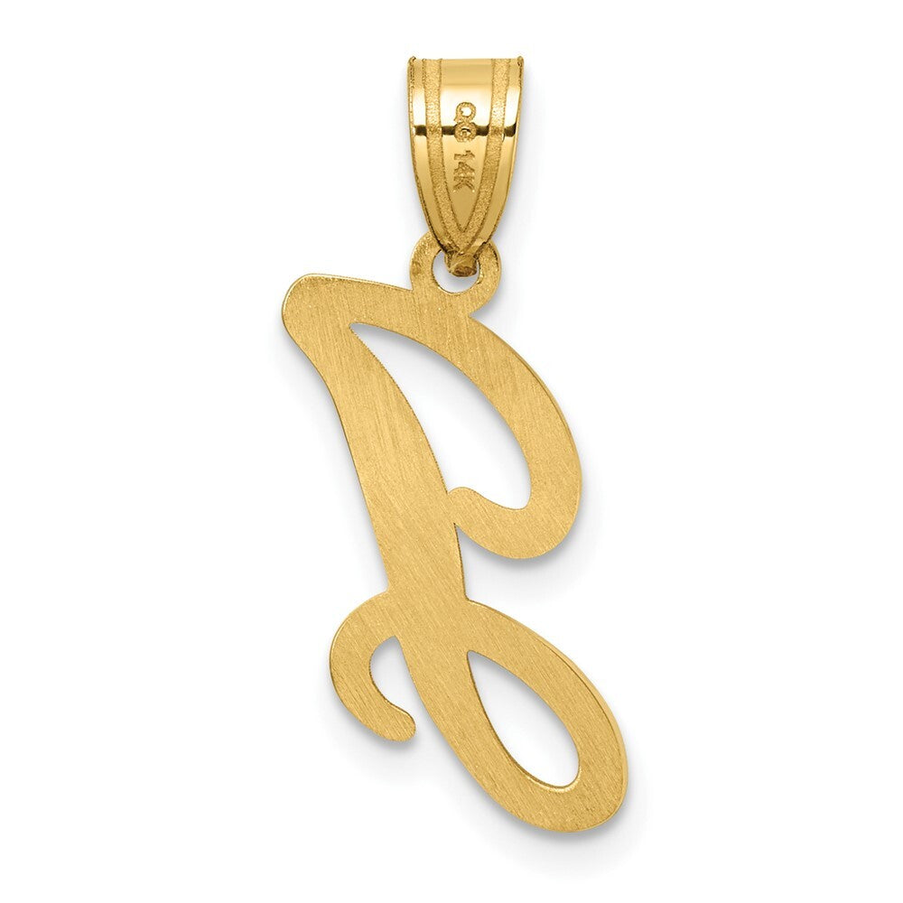 14k Yellow Gold Script Letter J Initial Pendant for Women