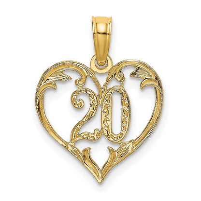 14k Yellow Gold 20 In Heart Charm