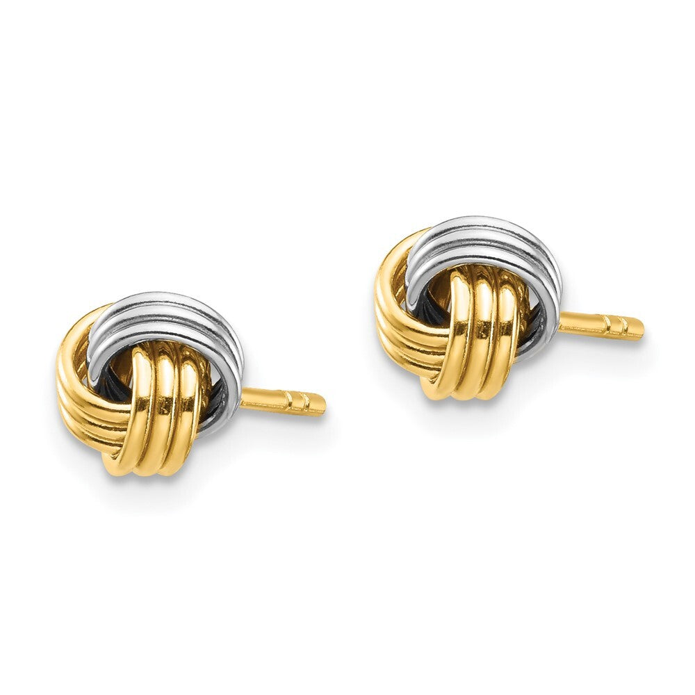 14k Yellow Gold White Rhodium Love Knot Earring Gift for Women