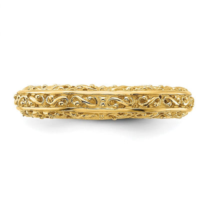 14K Yellow Gold 3mm Filigree Wedding Band
