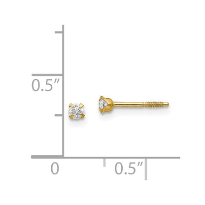 14k Yellow Gold 2.25mm Cubic Zirconia Baby Stud Earrings Gift for Women