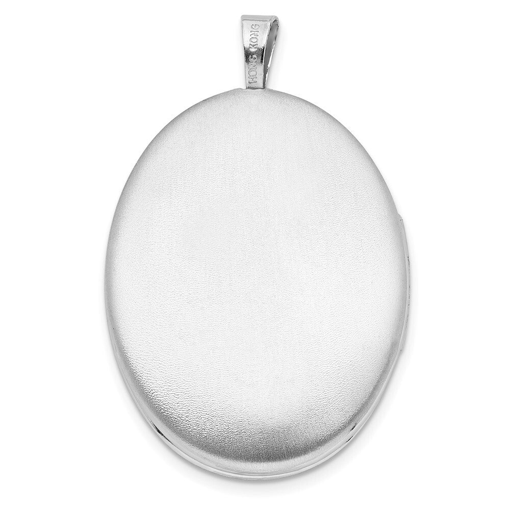 Sterling Silver Rhodium-plated Polished Medallion 26x20mm Oval Locket