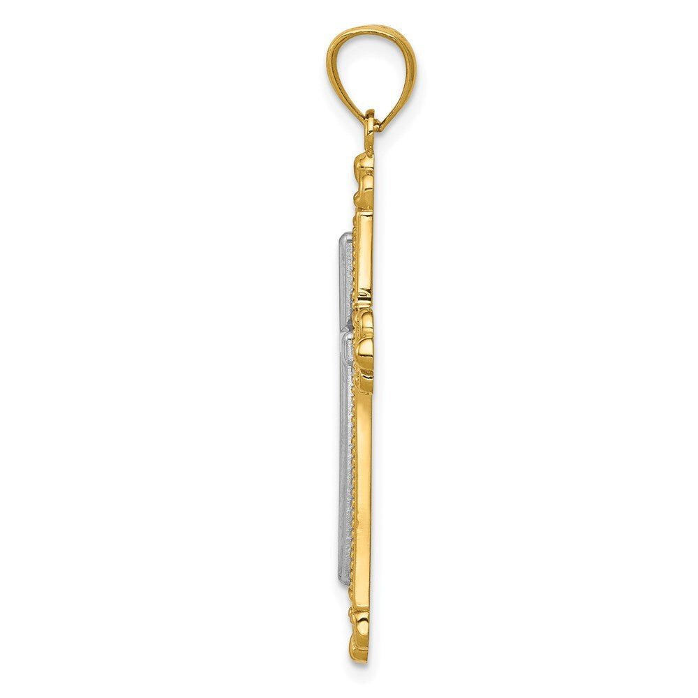 14k Two-tone Gold Cross Pendant for Women