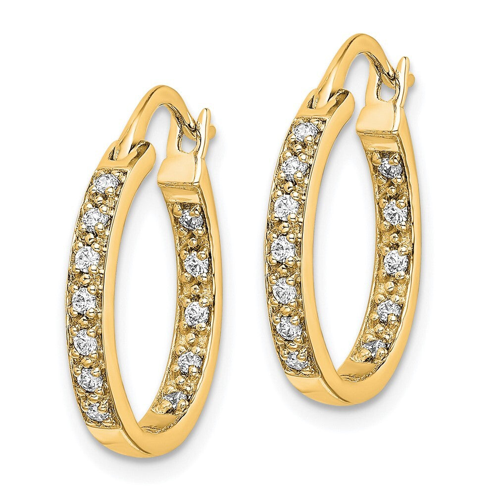 14k Yellow Gold Diamond In Out Hoop Earrings