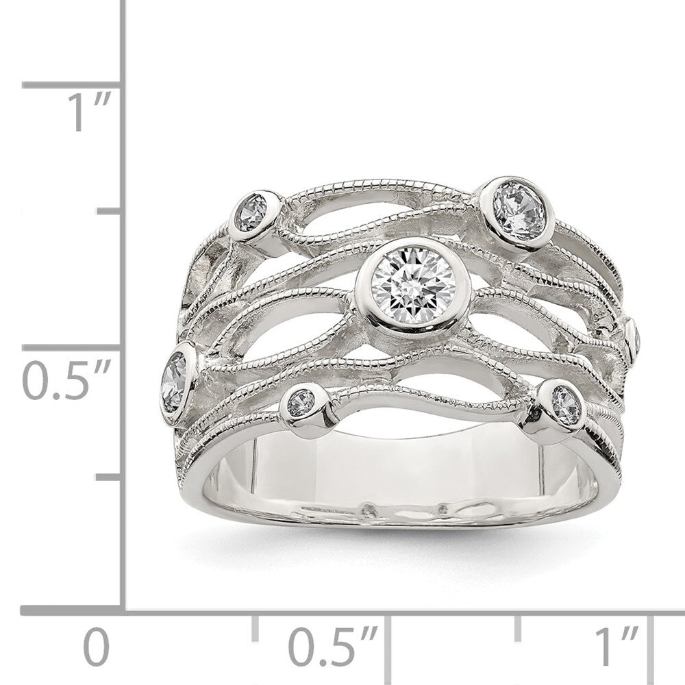 Sterling Silver Fancy Cubic Zirconia Ring Size 7