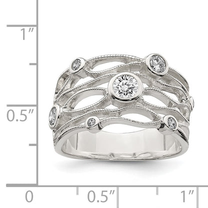 Sterling Silver Fancy Cubic Zirconia Ring Size 7
