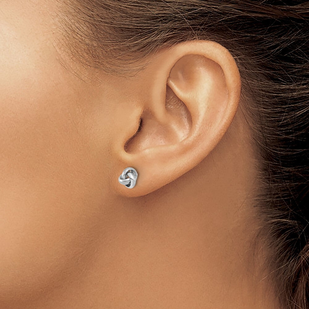 14k White Gold Polished Knot Stud Earrings Gift for Women