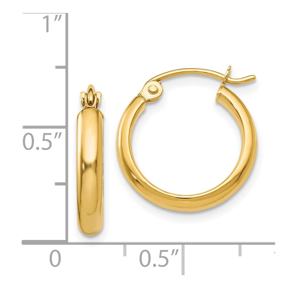 14k Yellow Gold Polished Hoop Earring Gift for Women