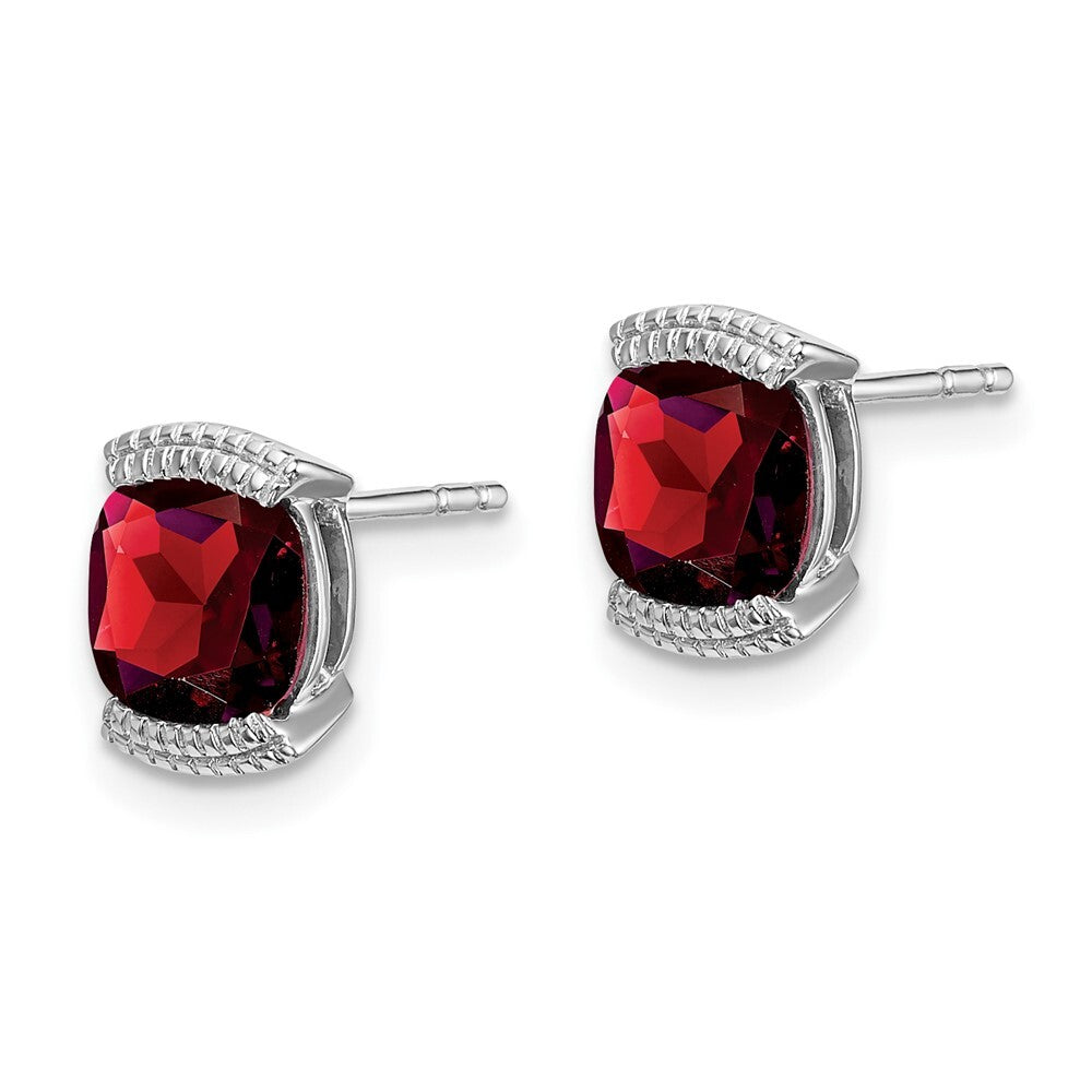 14k White Gold Garnet Stud Earrings