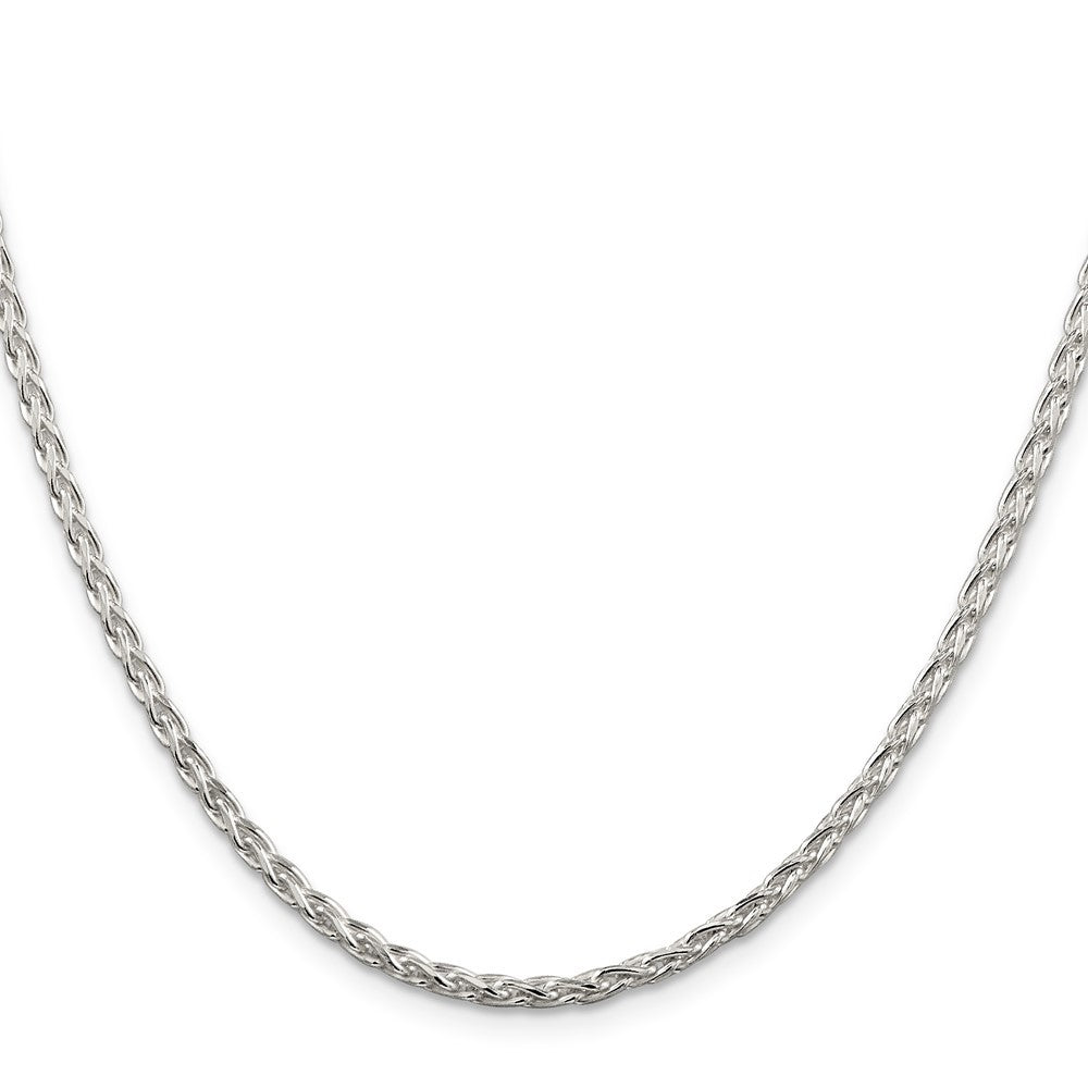 Sterling Silver 2.85mm Diamond-cut Round Spiga Chain Necklace