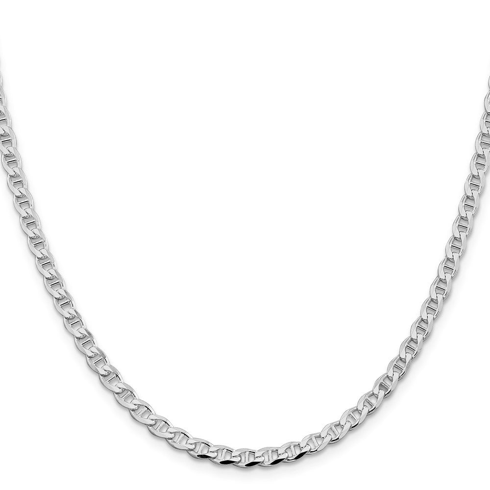 Sterling Silver Rhodium-plated 4.0mm Diamond-Cut Flat Anchor Curb Chain Necklace