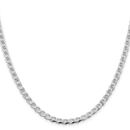 Sterling Silver Rhodium-plated 4.0mm Diamond-Cut Flat Anchor Curb Chain Necklace