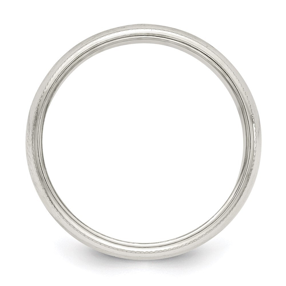 Sterling Silver 5mm Half Round Milgrain Size 13 Band Ring