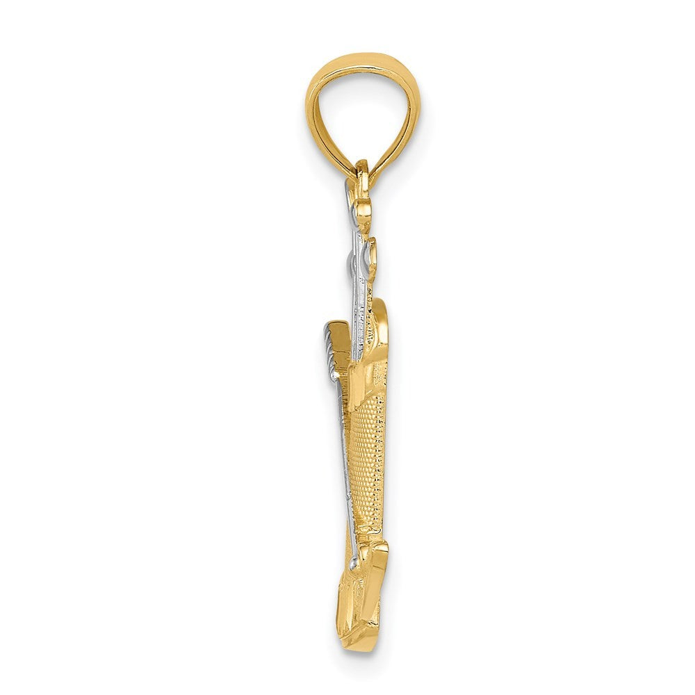 14k Yellow Gold and Rhodium Golf Bag Pendant
