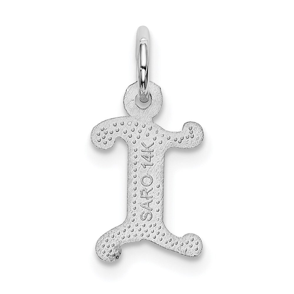 14k White Gold Diamond-cut Letter I Initial Charm Pendant for Women