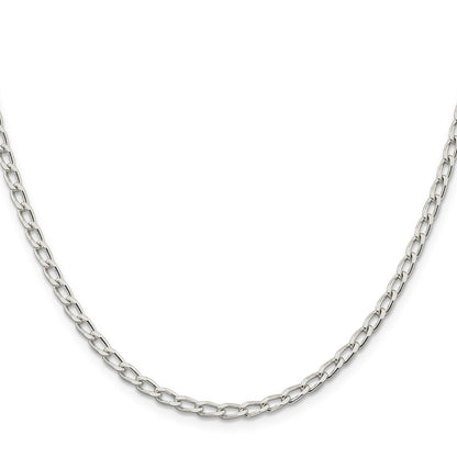 Sterling Silver 3.2mm Open Elongated Link Chain Necklace