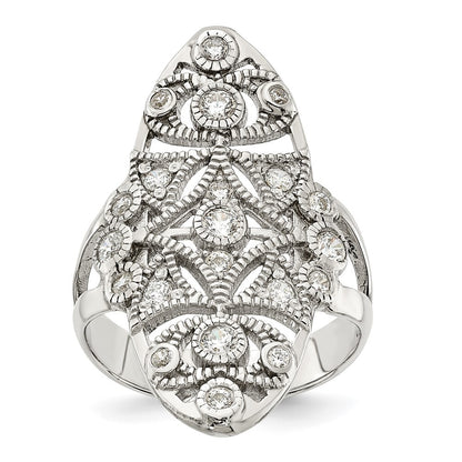 Sterling Silver Polished Fancy CZ Ring Size 6
