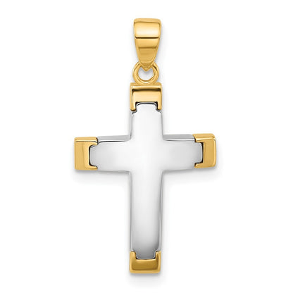 14k Two-tone Gold Polished Cross Pendant for Women