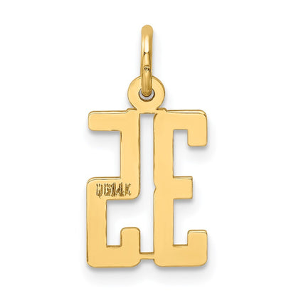 14k Yellow Gold Small Elongated Number 35 Charm Pendant for Women