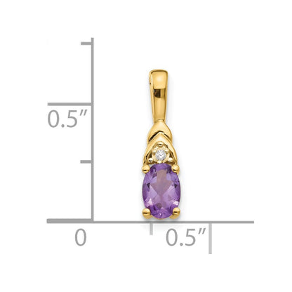 14k Yellow Gold Amethyst and Diamond Pendant