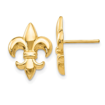 14k Yellow Gold Small Fleur-De-Lis Earring Gift for Women