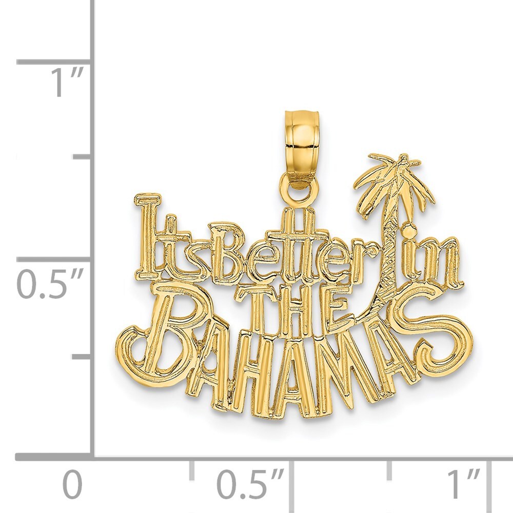 14k Yellow Gold ITS BETTER IN THE BAHAMAS Charm Pendant for Women