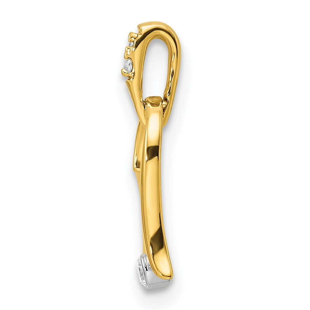 14k Two-tone Gold Polished Heart Diamond Pendant for Women
