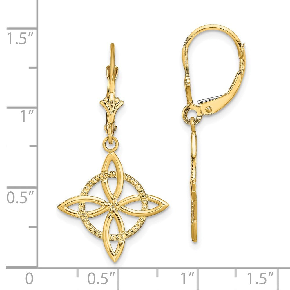 14k Yellow Gold Small Celtic Eternity Knot Drop Dangle Earrings