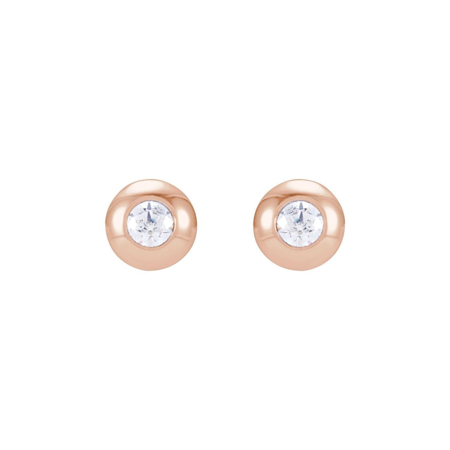 14k Rose Gold .06 CTW Natural Diamond Domed Bezel-Set Stud Earrings