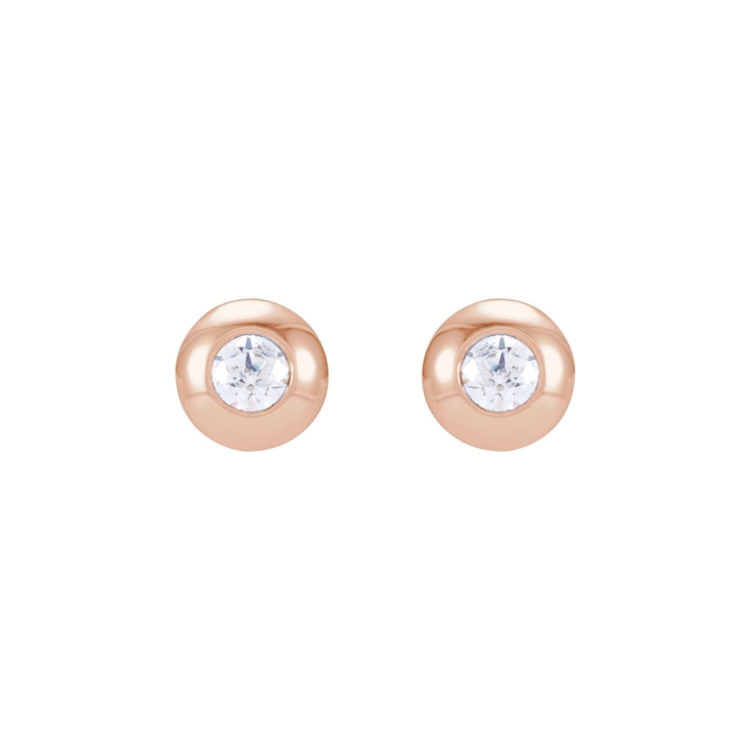 14k Rose Gold .06 CTW Natural Diamond Domed Bezel-Set Stud Earrings