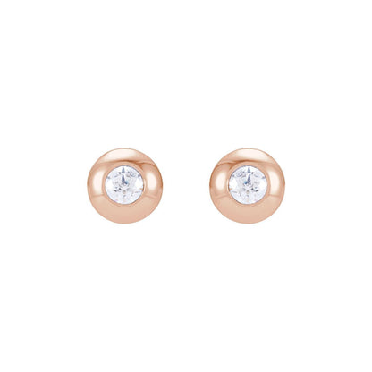 14k Rose Gold .06 CTW Natural Diamond Domed Bezel-Set Stud Earrings