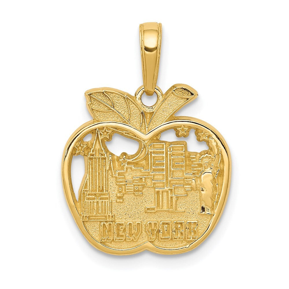 14k Yellow Gold NEW YORK City Skyline in Apple Pendant for Women