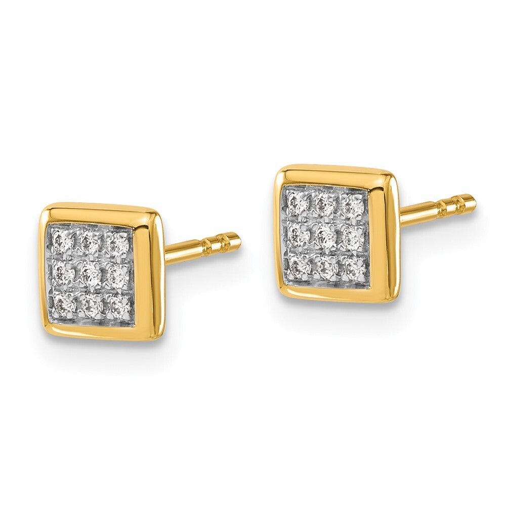 14k Yellow Gold Diamond Stud Earrings