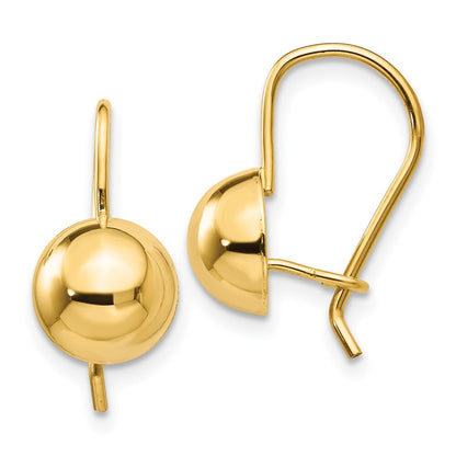 14k Yellow Gold 8.00mm Hollow Half Ball Stud Earrings Gift for Women