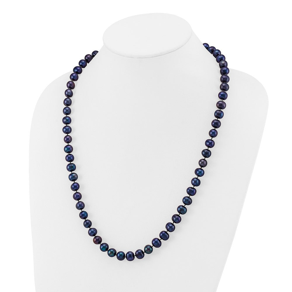 14k Yellow Gold 8-9mm Black Freshwater Cultured Pearl 24 inch Necklace