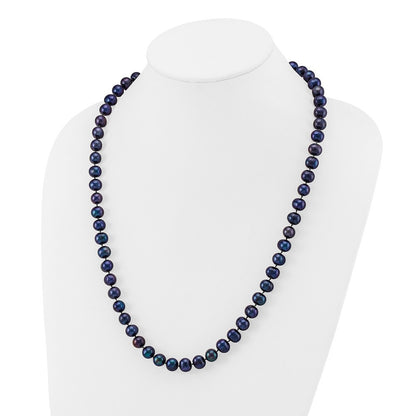 14k Yellow Gold 8-9mm Black Freshwater Cultured Pearl 24 inch Necklace