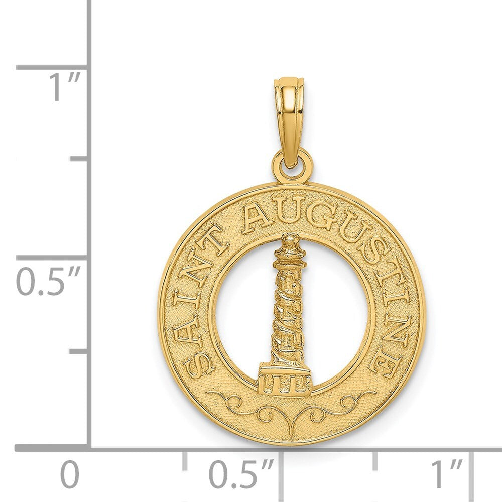 14k Yellow Gold SAINT AUGUSTINE Lighthouse Circle Charm
