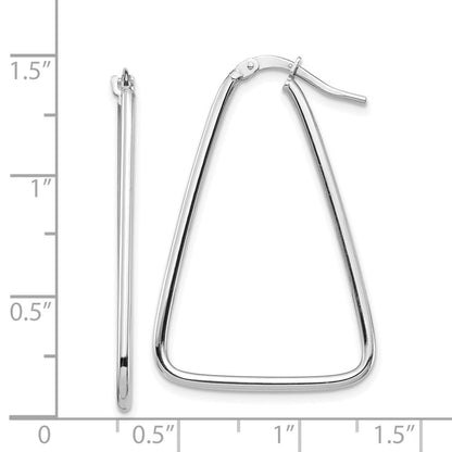 14k White Gold 1.5mm Polished Triangle Dangle Hoop Earrings
