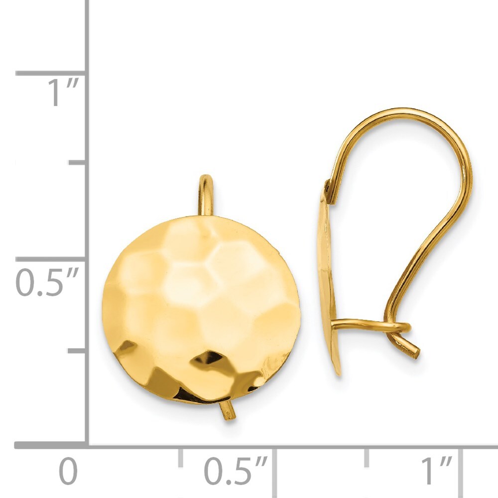 14k Yellow Gold Hammered Circle Disc Stud Earrings Gift for Women