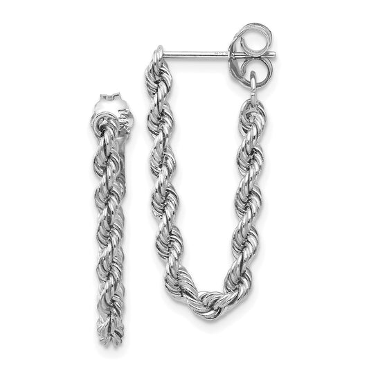 14K White Gold Rope Chain Dangle Earring